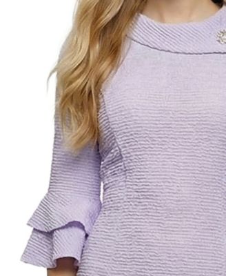 Petite 3/4 Sleeve Shawl Collar Dress