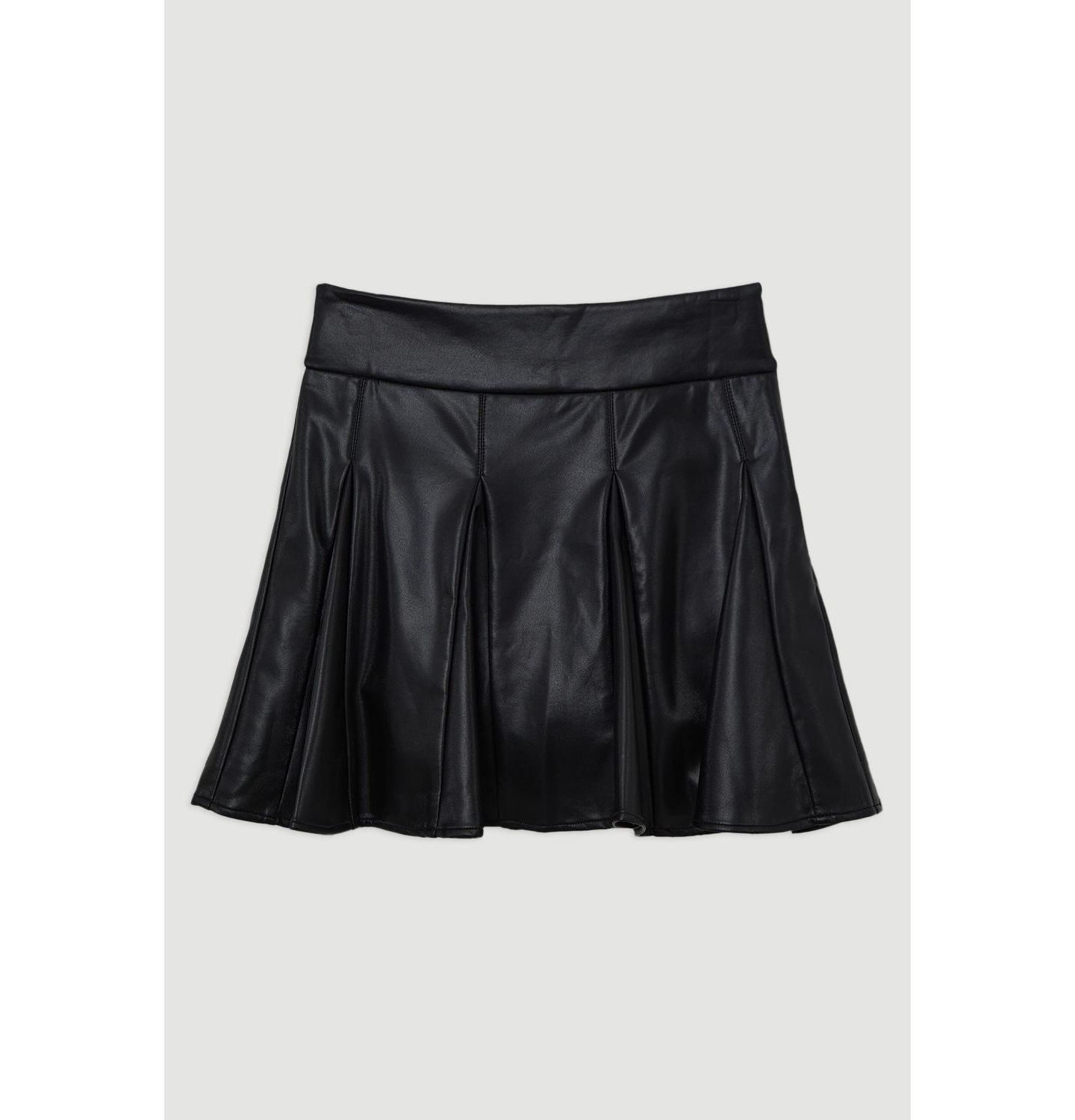 Женская юбка Karen Millen Faux Leather Flippy Mini, цвет: Чёрный — фото 5