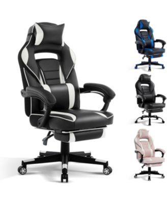 Gaming Chair with Footrest and Massage Lumbar Support,Big and Tall Ergonomic Computer Game Desk Chair,High Back PU Leather Recliner