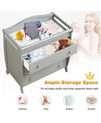 Baby Changing Table with 3 Storage Drawers and Safety Belt