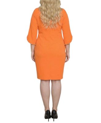 Plus Size 3/4-Petal-Sleeve Dress