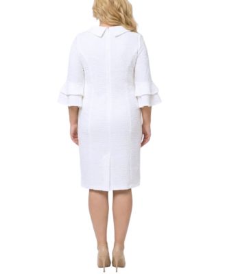 Plus Size 3/4-Sleeve Shawl Collar Dress