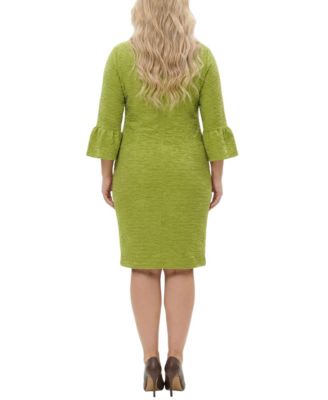 Plus Size 3/4-Sleeve Mother of Pearl Detail Dress