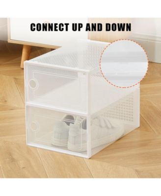 Clear Plastic Shoe Storage Boxes with Lids, Stackable Ventilated Organizer Bins for Closet, Under Bed and Living Room Storage