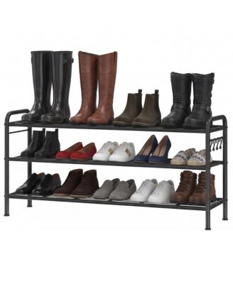 Metal Shoe Rack with Adjustable Flat or Tilt Shelves, Space Saving Shoe Storage Organizer for Entryway, Closet or Bedroom