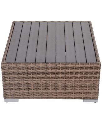 7-Piece Patio Furniture Sets Outdoor Wicker Conversation Sets All Weather PE Rattan Sectional sofa set with Cushions & Slat Plastic Wood Table, Grey