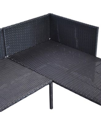 3-Piece Wicker Patio Furniture Sets, Rattan Conversation Sets, Sectional sofa set with Cushioned Lounge Chaise for Garden Poolside or Porch Lounging, Blue