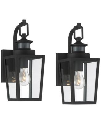 Ackerly Modern Outdoor Wall Light Fixtures Set of 2 Dusk to Dawn Motion Sensor Clear Glass for Post Exterior
