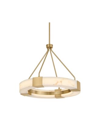 Vana  Gold and Faux Alabaster LED Ring Chandelier