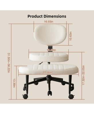 Ergonomic Cross-Legged Swivel Desk Chair with Back Support