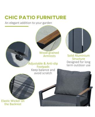 4 PC Patio Furniture Set w/ Table and Cushion, Dark