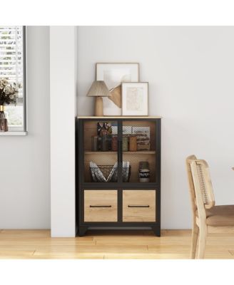Metal Storage Cabinet with 4 Doors and Shelf