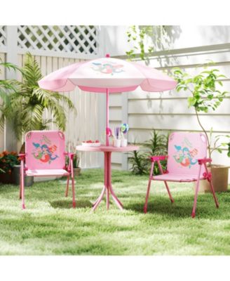 Kids 4-Piece Folding Picnic Table Set with Adjustable Umbrella