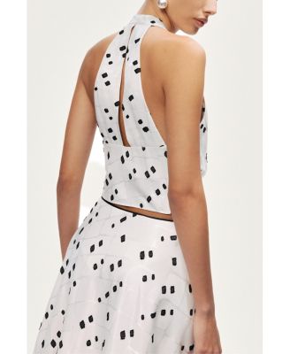 Women's High-Rise Midi Skirt with Print Details