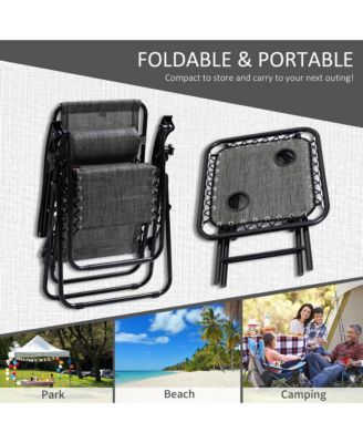 Zero Gravity Chair Set with Folding Table & Cup Holder Trays,