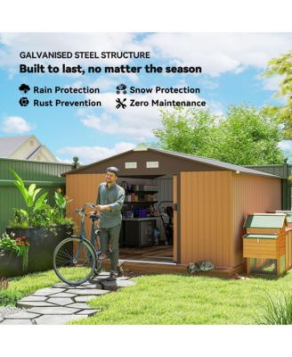 11' x 13' Storage Shed Garden Tool House w/ Vents Doors