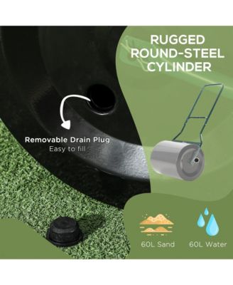 202.2 lbs Combination Push/Tow Lawn Roller Filled w/ or Water