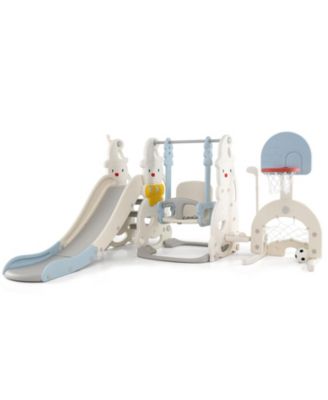 7 in 1 Toddler Playset Slide Swing with Basketball Hoop