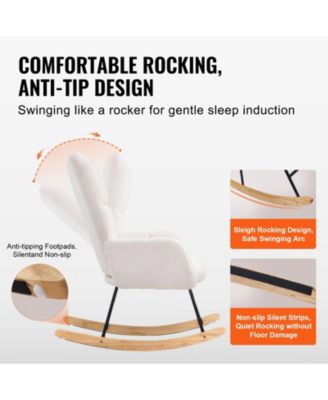 Upholstered Glider Rocking Chair with Teddy Fabric