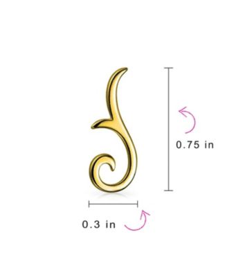 Scroll Design Ear Pin Crawlers Climber Earrings Gold Plated .925 Sterling Silver
