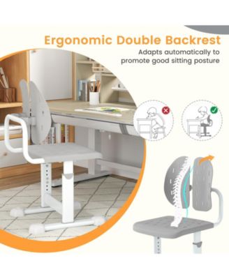 Height-Adjustable Kids Study Chair with Double Backrest Support