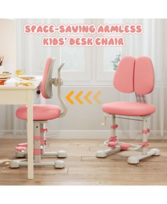 Kids Study Chair with Double Backrest, Adjustable Height and Footrest
