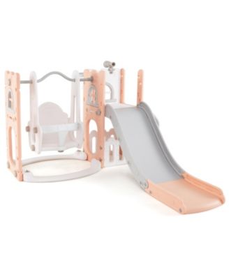 7 in 1 Toddler Slide and Swing Set L Shaped with Hoop