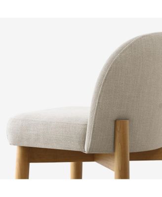 Armless Upholstered Counter Height Stools Set of 3, Linen, Wood Legs