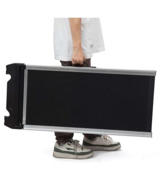 Foldable Aluminum Dog Car Step Ramp with PVC Handle, Non-Slip Foot Mats for Most Sized Dogs, Pet Ladder