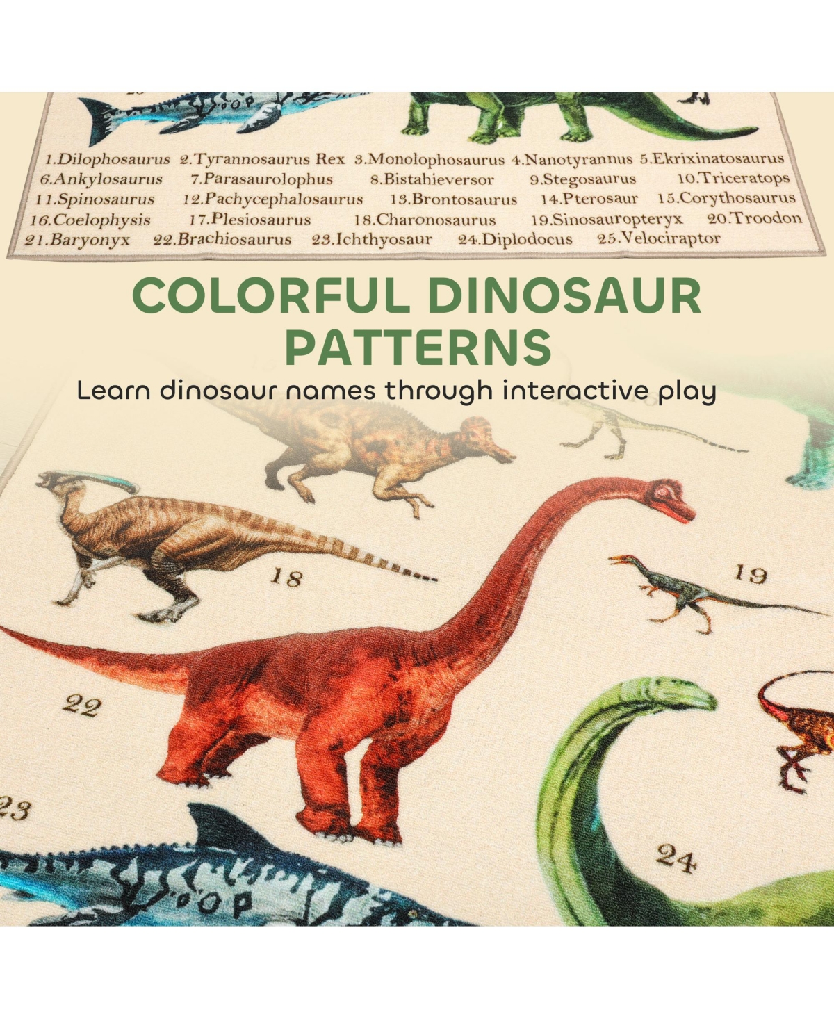 Qaba Dinosaur Pattern Foam Play Mat, 6.6' x 4.9'