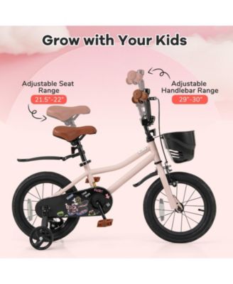 Kids Bike with Basket and Customizable Handlebar Height