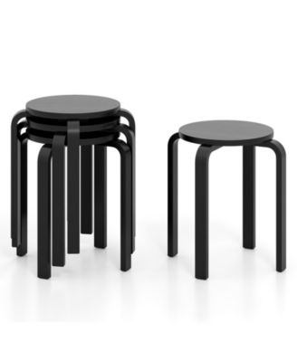 Stackable Bentwood Dining Stools Set of 4, 18 in Height with Round Top