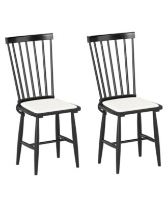 Farmhouse Windsor Dining Chairs Set of 2 with Removable Seat Cushions