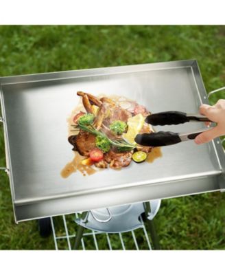 23.5 x 16 Inch Stainless Steel Stove Top Griddle with Handles and Oil Groove