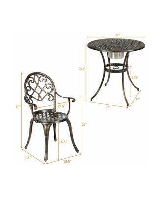 3PCS Outdoor Cast Aluminum Bistro Set with Removable Ice Bucket & Adjustable Feet