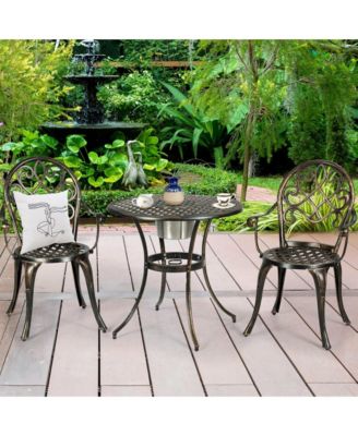3PCS Outdoor Cast Aluminum Bistro Set with Removable Ice Bucket & Adjustable Feet