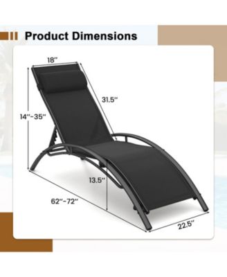 Outdoor Chaise Lounge Set of 2 with 5-Position Adjustable Backrest