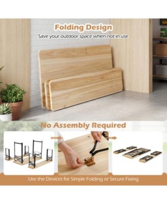 3-Piece Folding Picnic Table and Bench Set, Fir Wood Portable Outdoor Dining