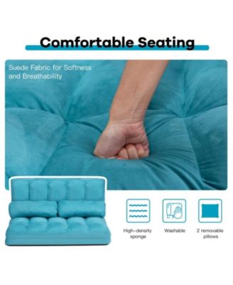 6-Position Foldable Floor Sofa Bed with Detachable Suede Cover