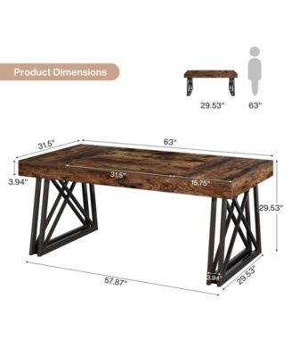 Executive Desk with X-Shaped Legs, 63'' Farmhouse Office Computer Desk, Large Writing Table