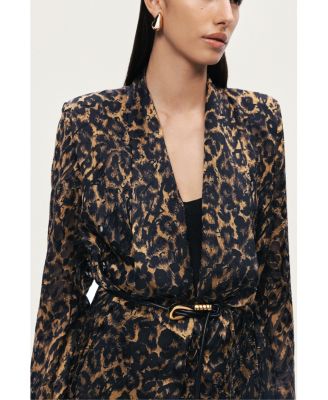 Women's Printed Leopard Belted Jacket
