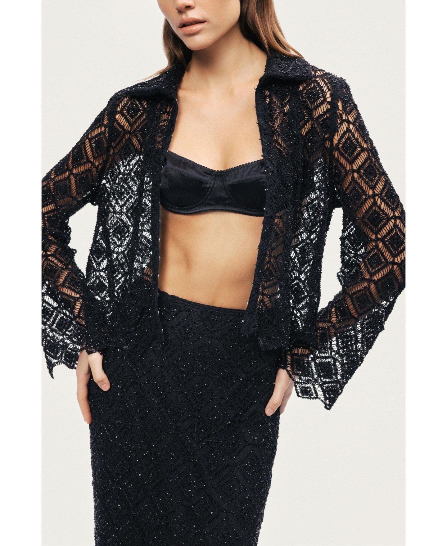 Женская куртка NOCTURNE Lace Sheer, цвет: Чёрный — фото 4