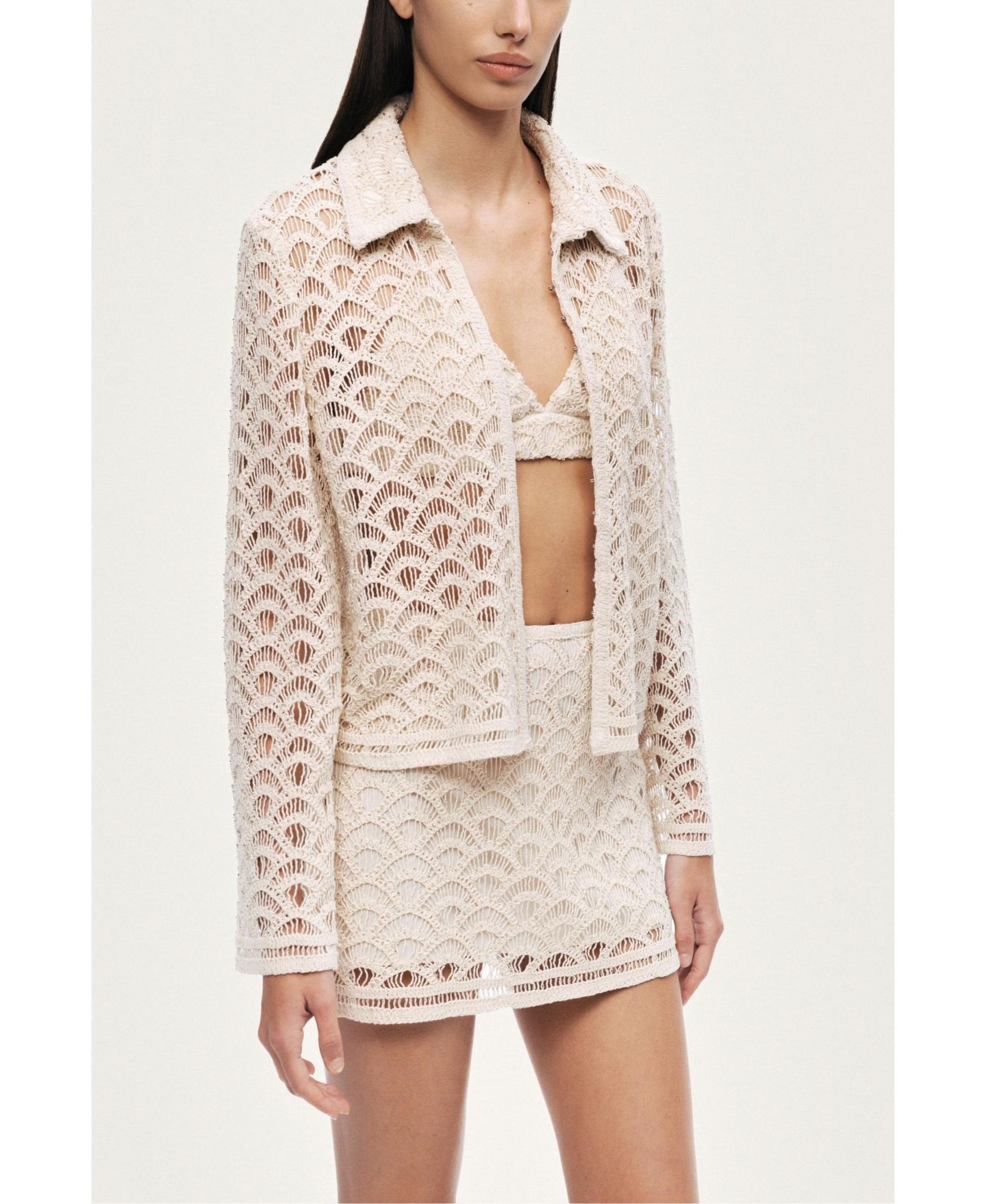 Женская куртка NOCTURNE Cropped Lace, цвет: Белый — фото 3