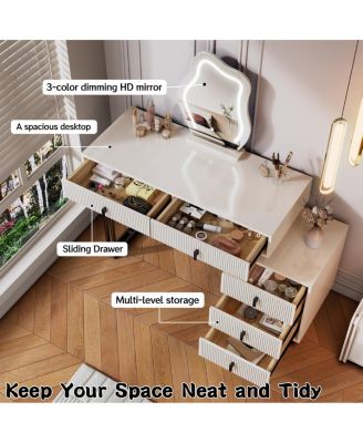 Cloud LED Vanity with Storage and Ribbed Design