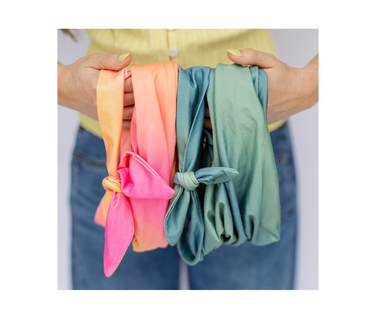 Женские аксессуары Headbands of Hope Limited Edition Luxe Tube Turban - Sunset Ombre, цвет: Розовый / Оранжевый — фото 9