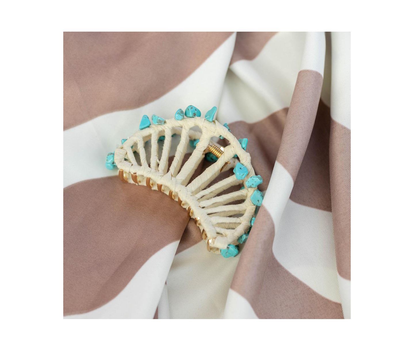 Женская заколка Headbands of Hope Raffia Seashell Hair Claw Clip - Teal — фото 11
