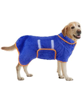 Aronkl Dog Bathrobe Quick Drying Super Absorbent Soft Warm Adjustable Machine Washable Pet Towel Supplies - Dark blue 56$