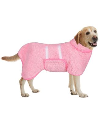 Aronkl Dog Bathrobe Quick Drying Super Absorbent Soft Warm Adjustable Machine Washable Pet Towel Supplies - Pink 45$