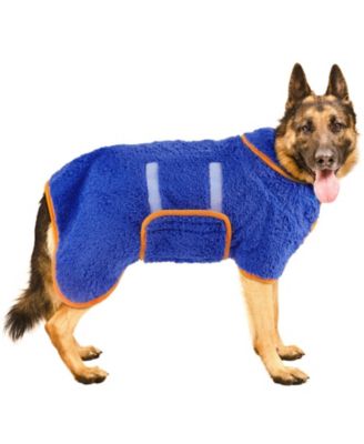 Aronkl Dog Bathrobe Quick Drying Super Absorbent Soft Warm Adjustable Machine Washable Pet Towel Supplies - Dark blue 51$