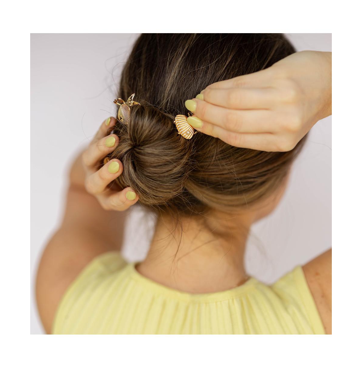 Headbands of Hope Women's Mini Claw Clip Set of 4 - Gold Seashell